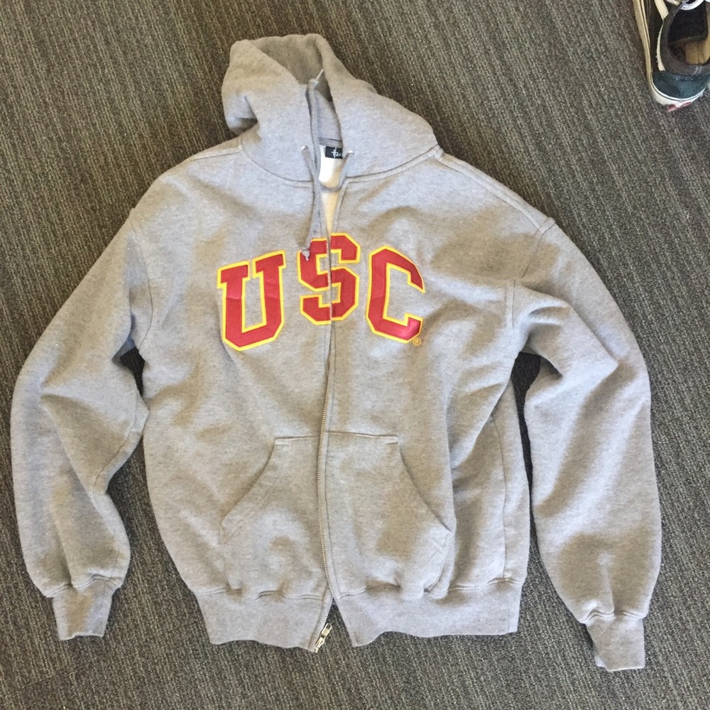 USC Grey Zip Up Hoodie Sweatshirt